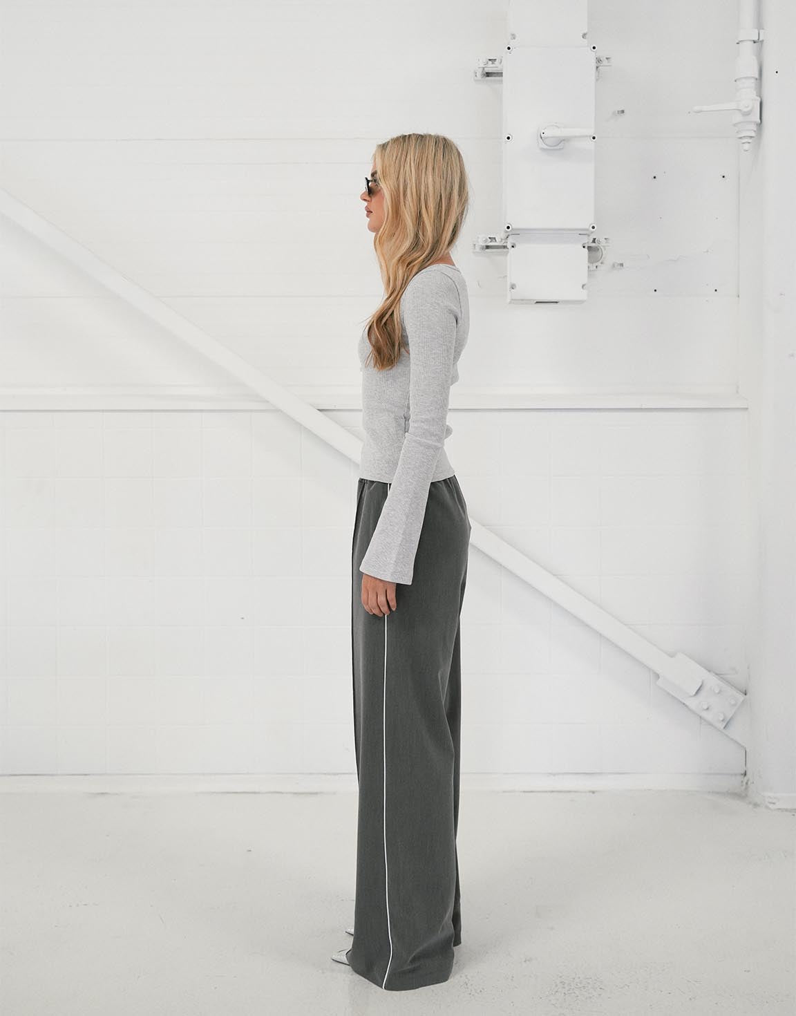 Gray Thin Stripe Long - Pants