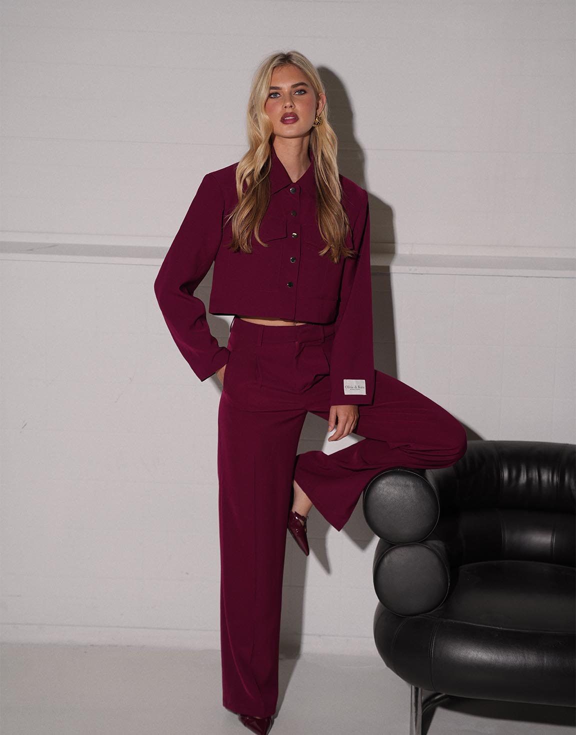 Burgundy Red STUDIO Cropped - Jacket