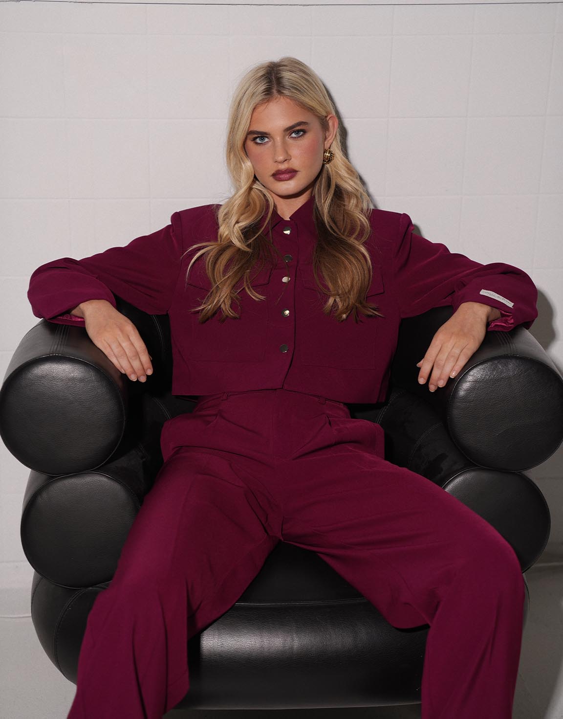 Burgundy Red STUDIO Cropped - Jacket