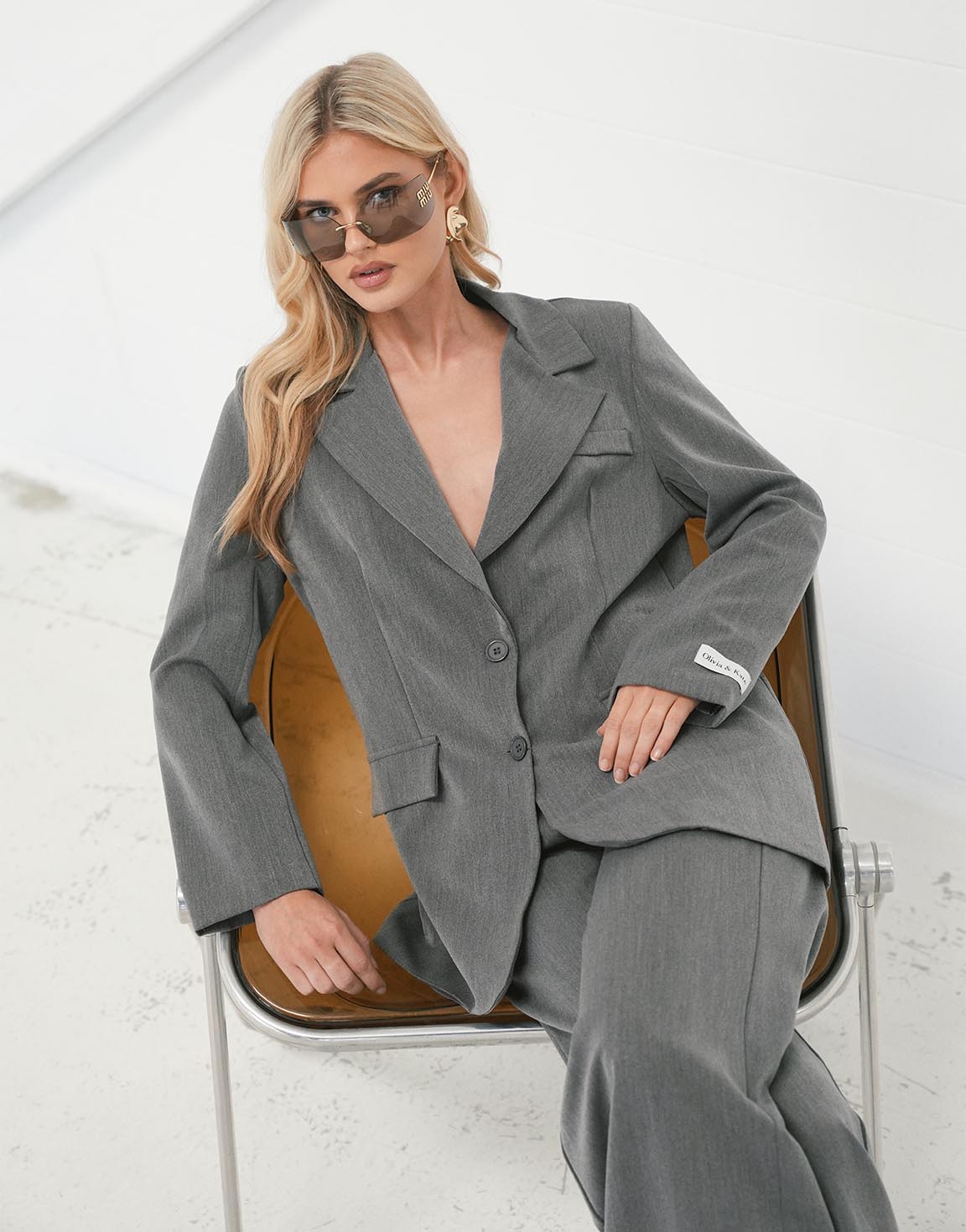 Grey STUDIO Basic Oversized - Blazer