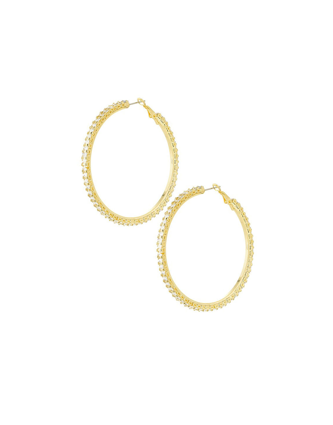 Gold Large Zirconia Stone Ring - Earrings