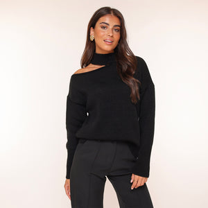 OLIVIA-KATE-NIEUW-KLEDING-COLLECTIE-MUSTHAVE-CHOKER-COL-TRUI-ONE-SHOULDER-ZWART