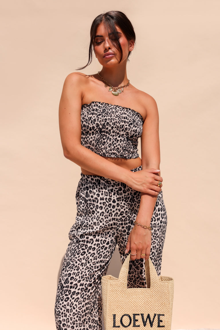 SALE-ZOMER-TOP-STRAPLESS-BANDEAU-BROEK-SET-PANTERPRINT