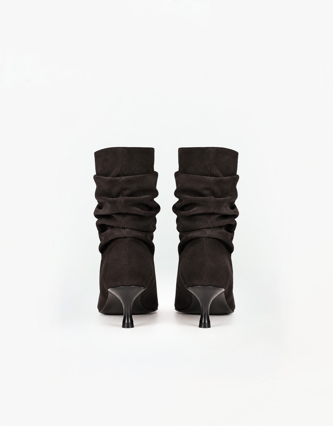 SCHOENEN-DONKERBRUINE-LAGE-SUEDE-HAK-LAARZEN-ACHTERAANZICHT