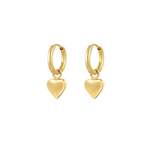 Golden Small Pendant Heart - Earrings