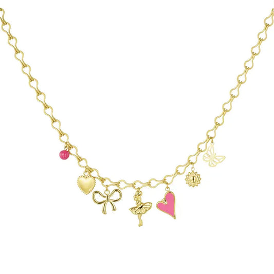 Pink Details Round Chain - Necklace