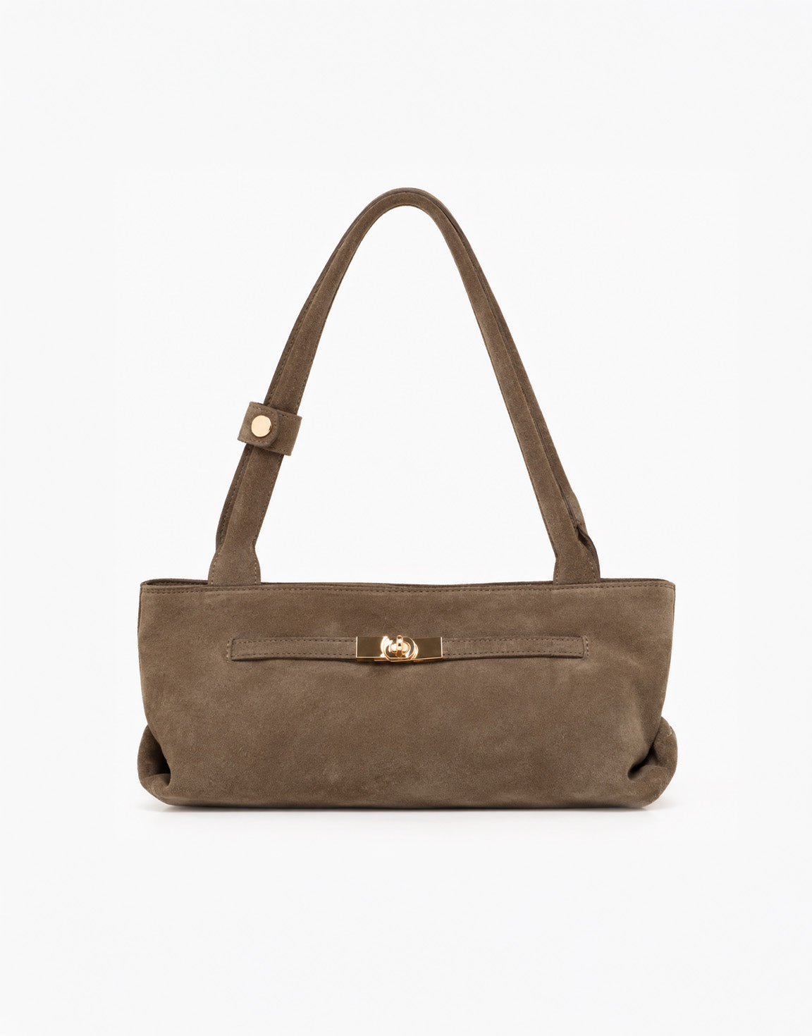 Taupe Langwerpige Suede Hand -Tas