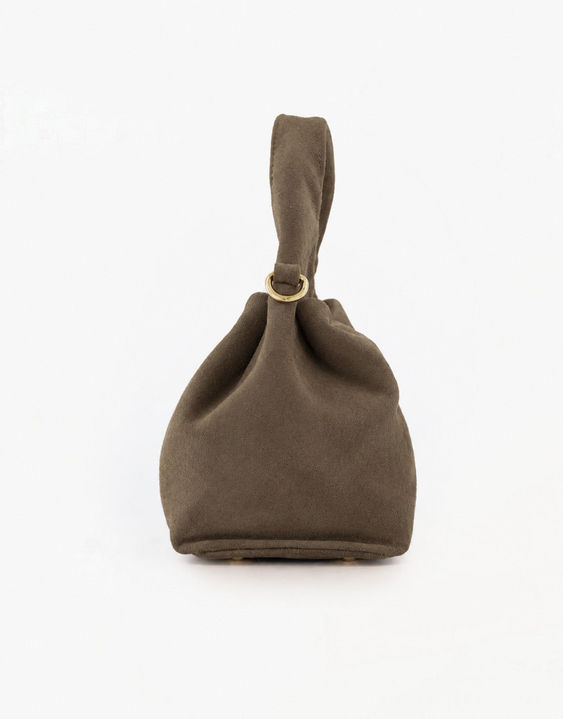 Taupe Suede Ronde Schouder - Tas