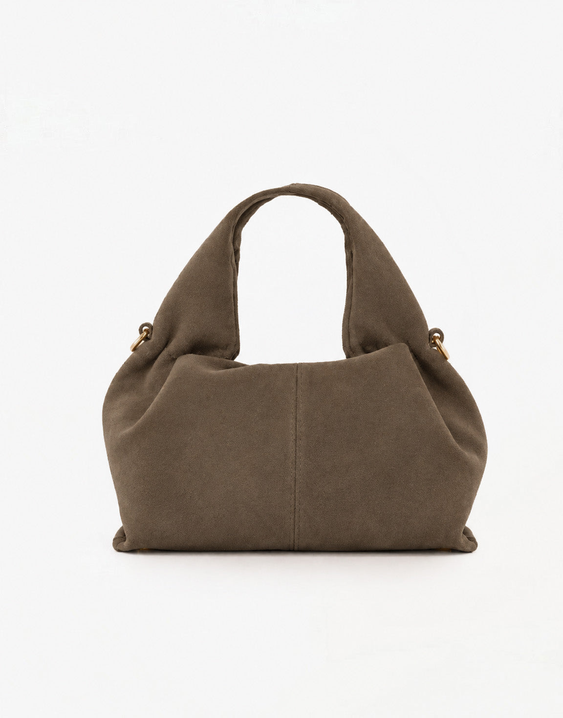 Taupe Suede Ronde Schouder - Tas