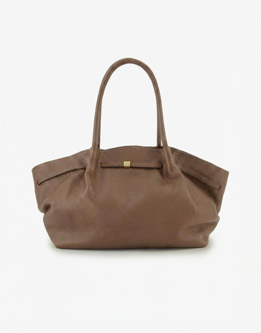 Taupe Large Leather Shopper - Bag