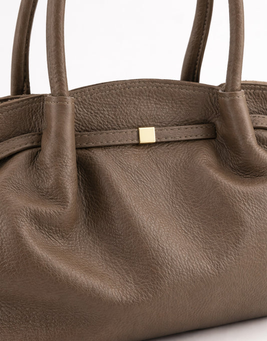 Taupe Large Leather Shopper - Bag