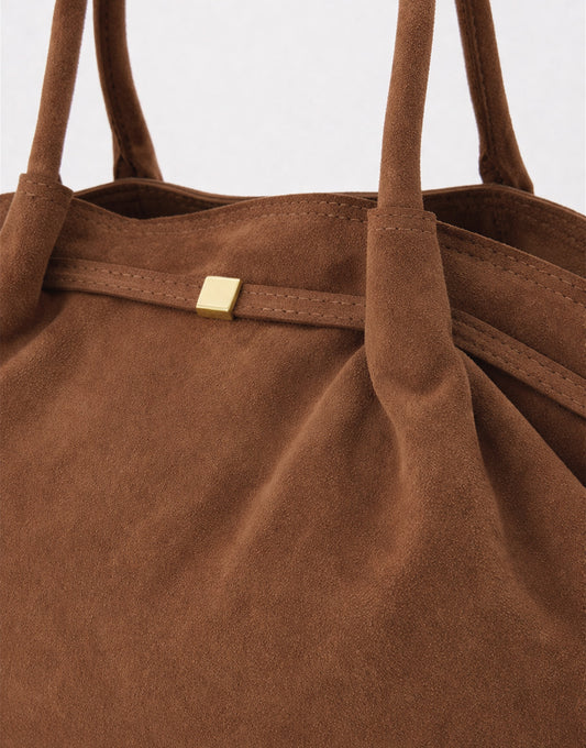 Taupe Large Suede Shopper - Bag