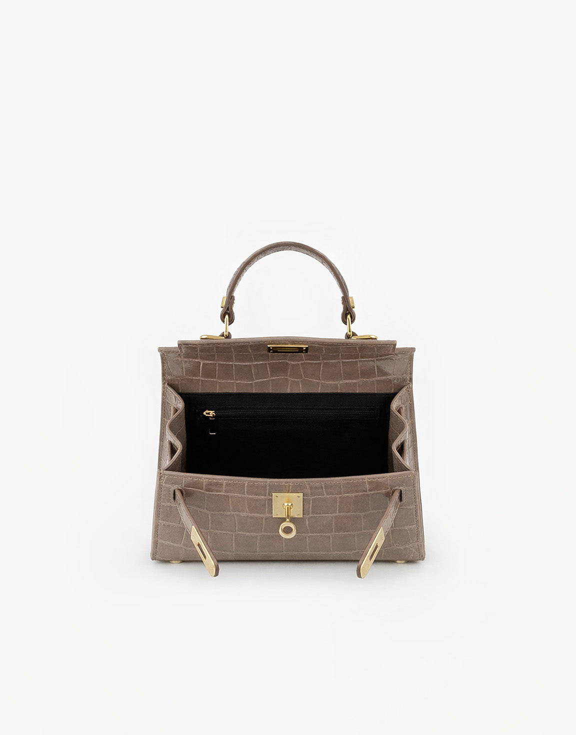 Taupe Snake Leather Gold Detail - Bag