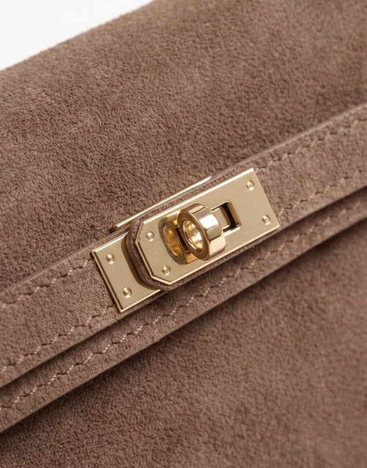 Taupe Suede Gouden Detail - Tas