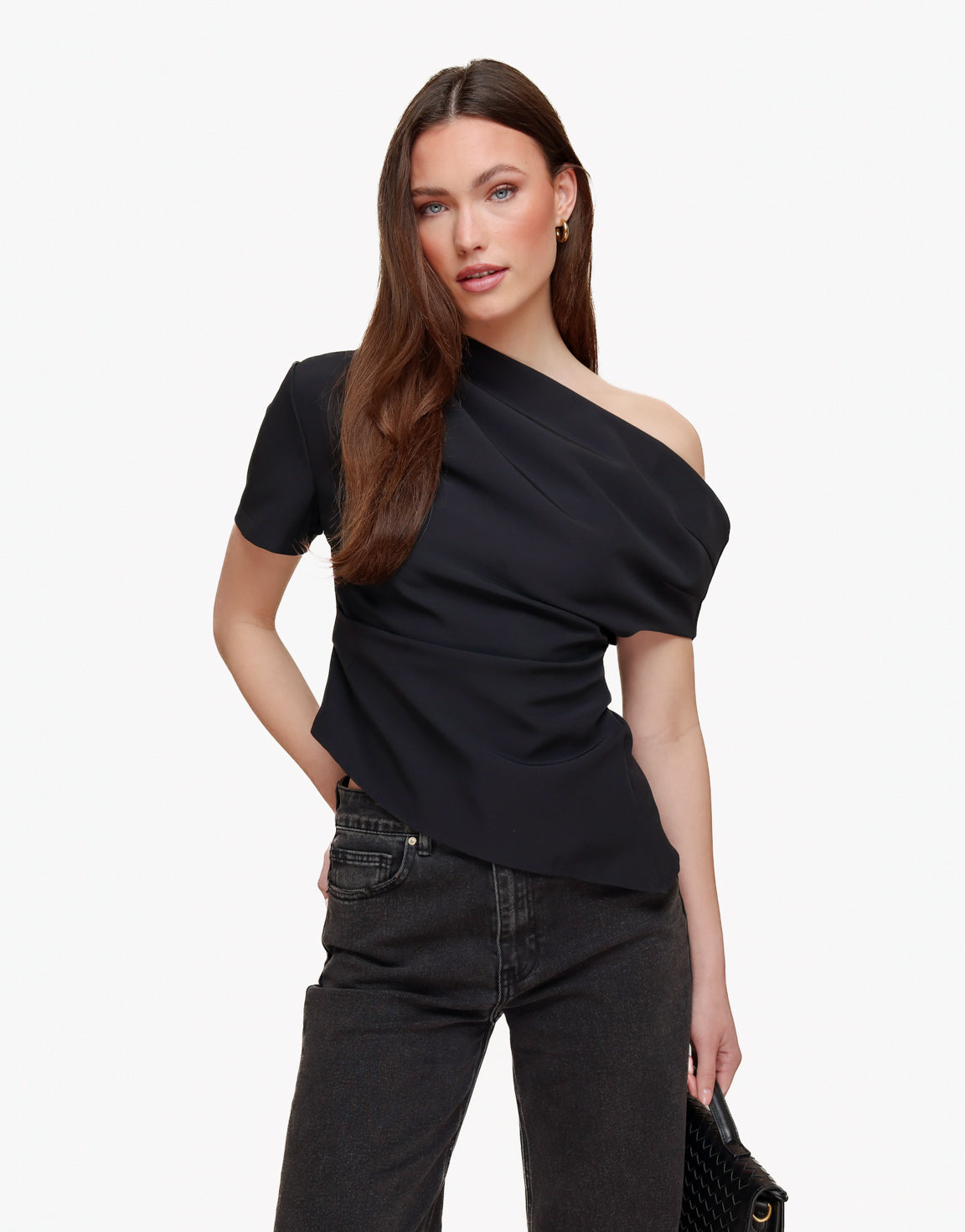 トップス theredthread loop offshoulder tops Black Zwarte Gedrapeerde Off Shoulder SS - Top | Olivia & Kate - Olivia