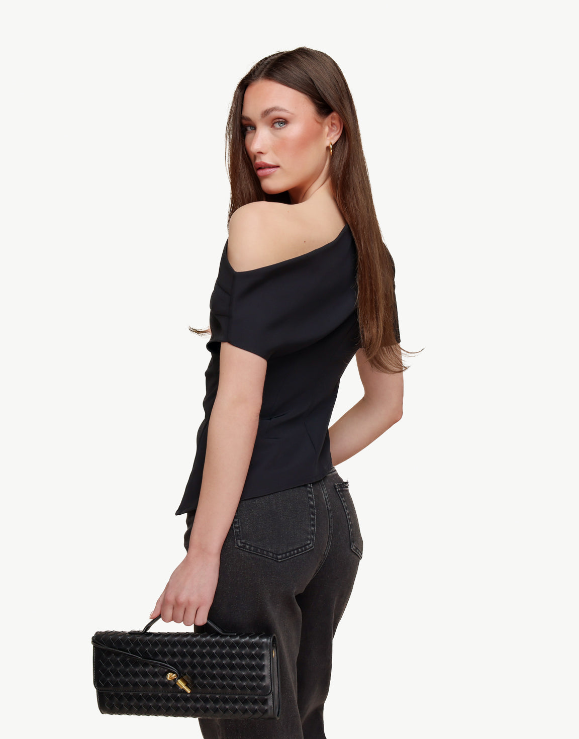 Black Draped Off Shoulder SS - Top | Olivia & Kate - Olivia & Kate