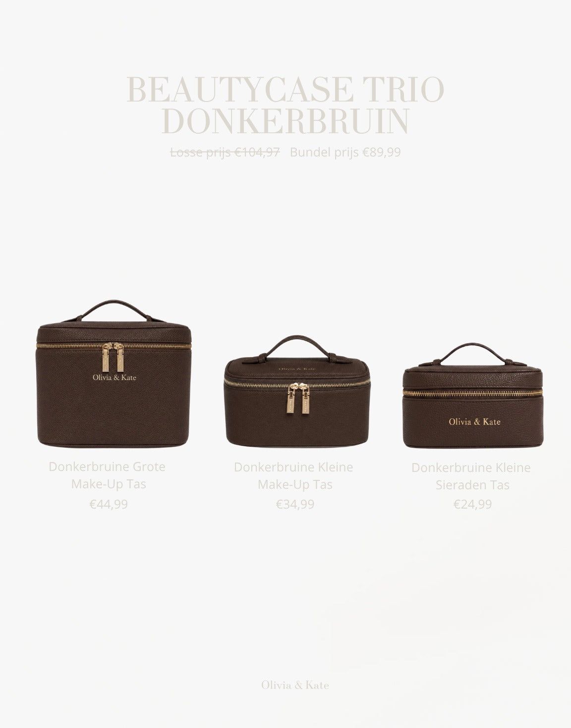 Donkerbruine Beautycase - Set