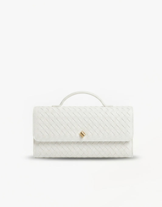 Creme PU Gouden Detail Clutch - Tas