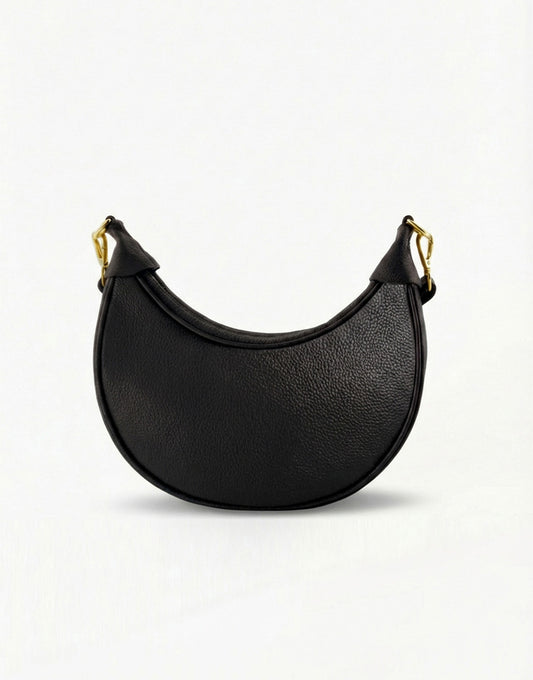 Black Half Round Leather - Bag