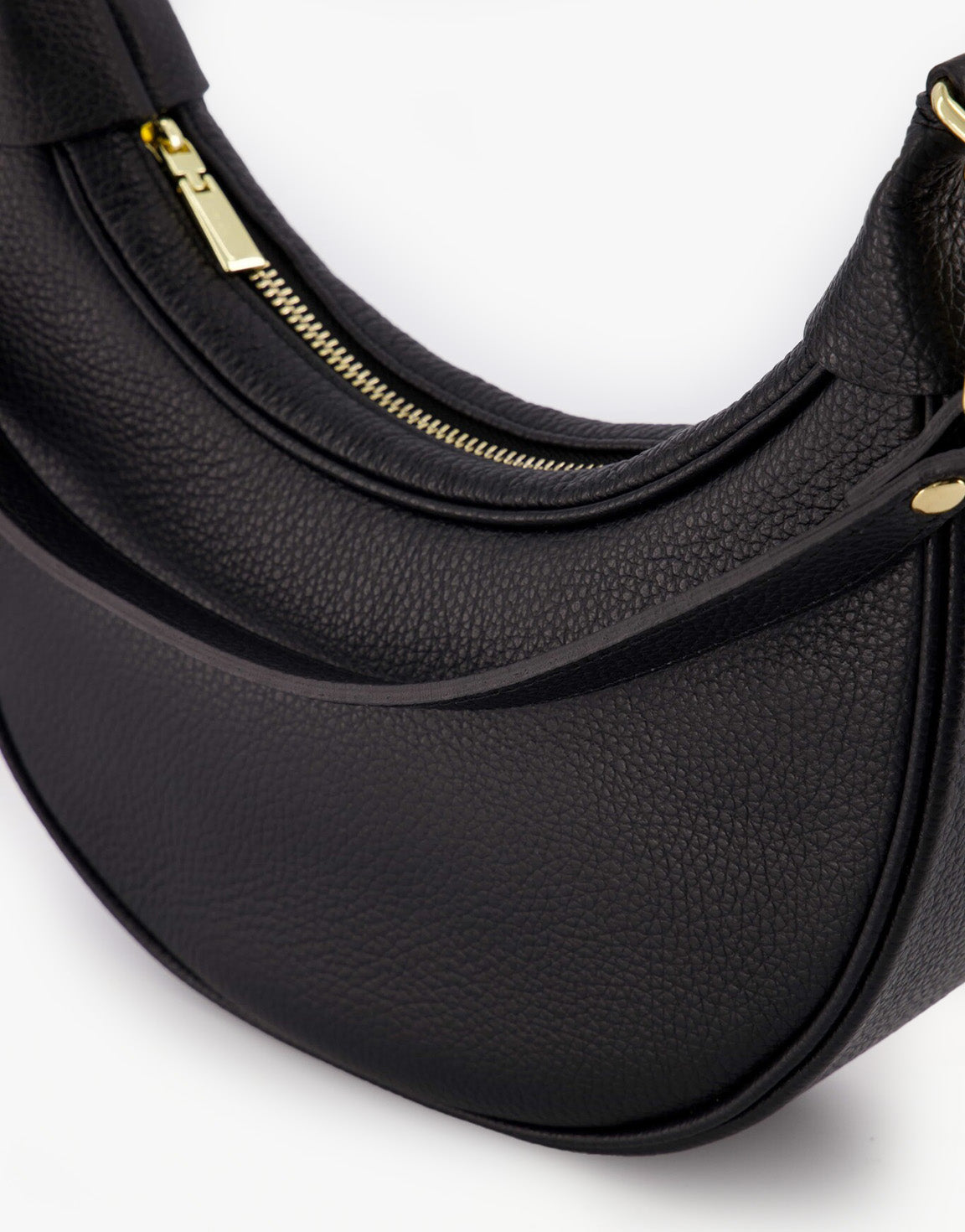 Black Half Round Leather - Bag