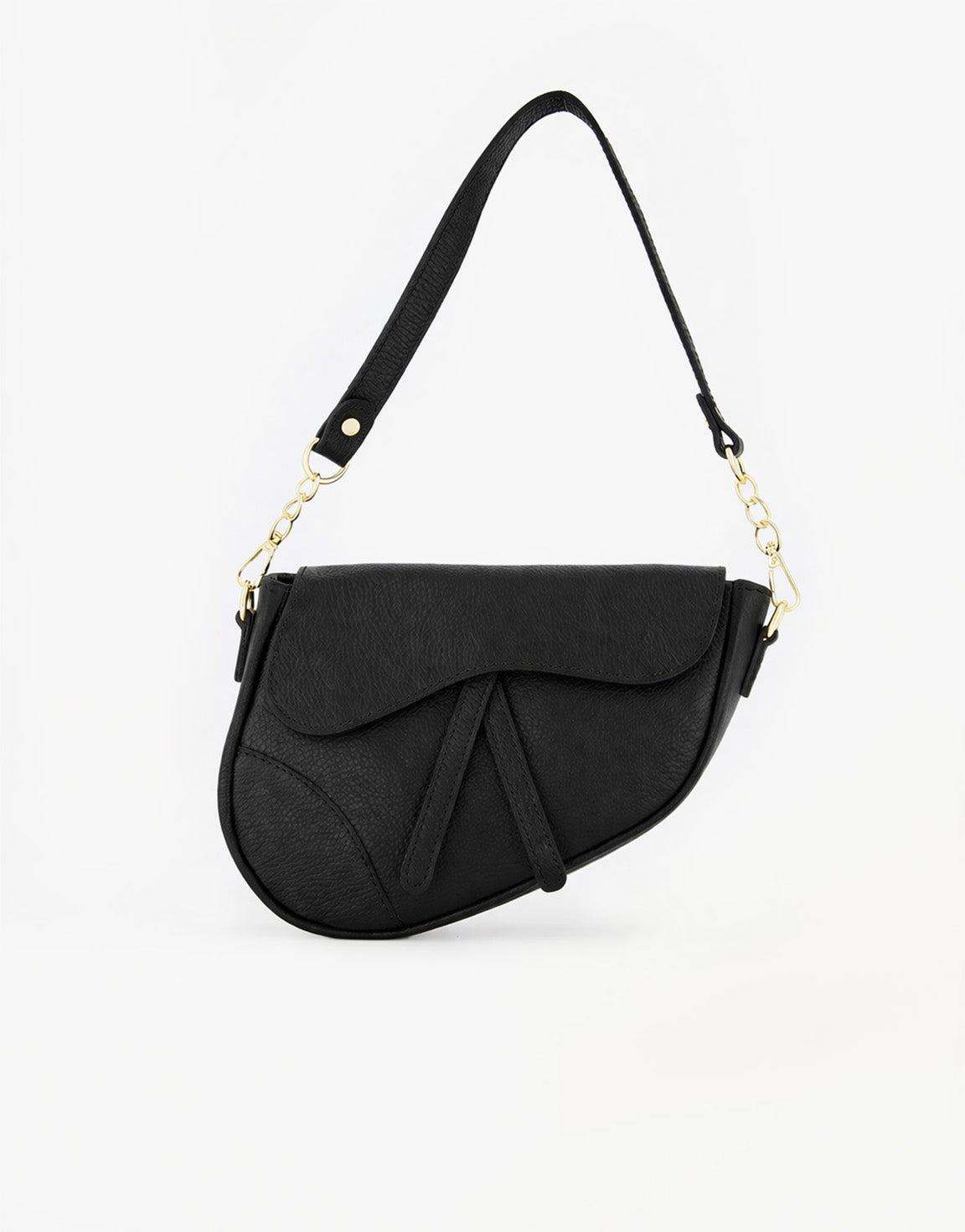 Zwarte Leren Saddle - Tas