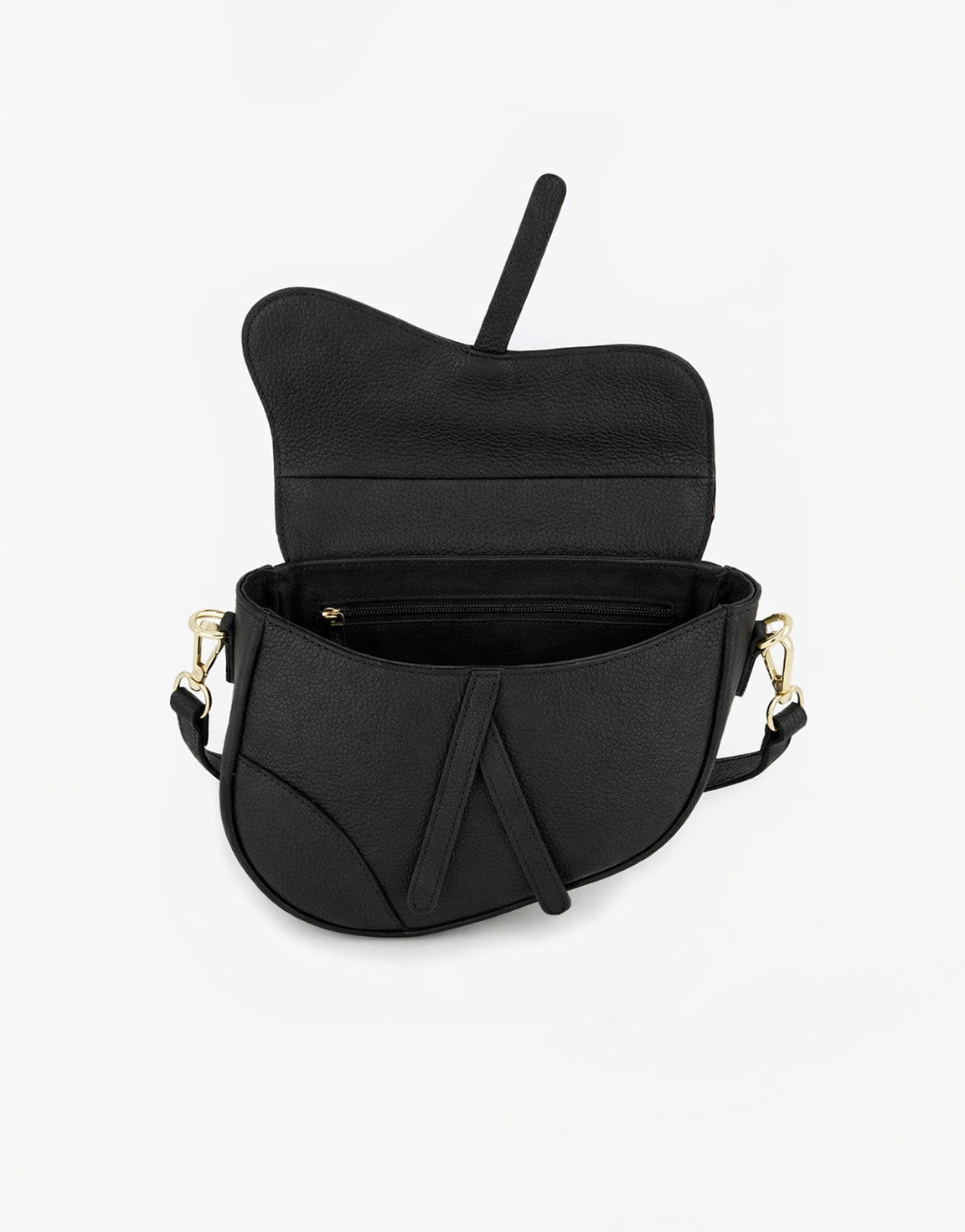 Zwarte Leren Saddle - Tas