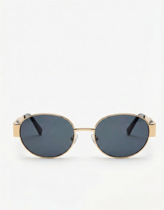 Zwarte Ovale Gouden Montuur - Zonnebril