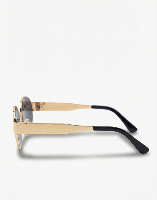 Zwarte Ovale Gouden Montuur - Zonnebril