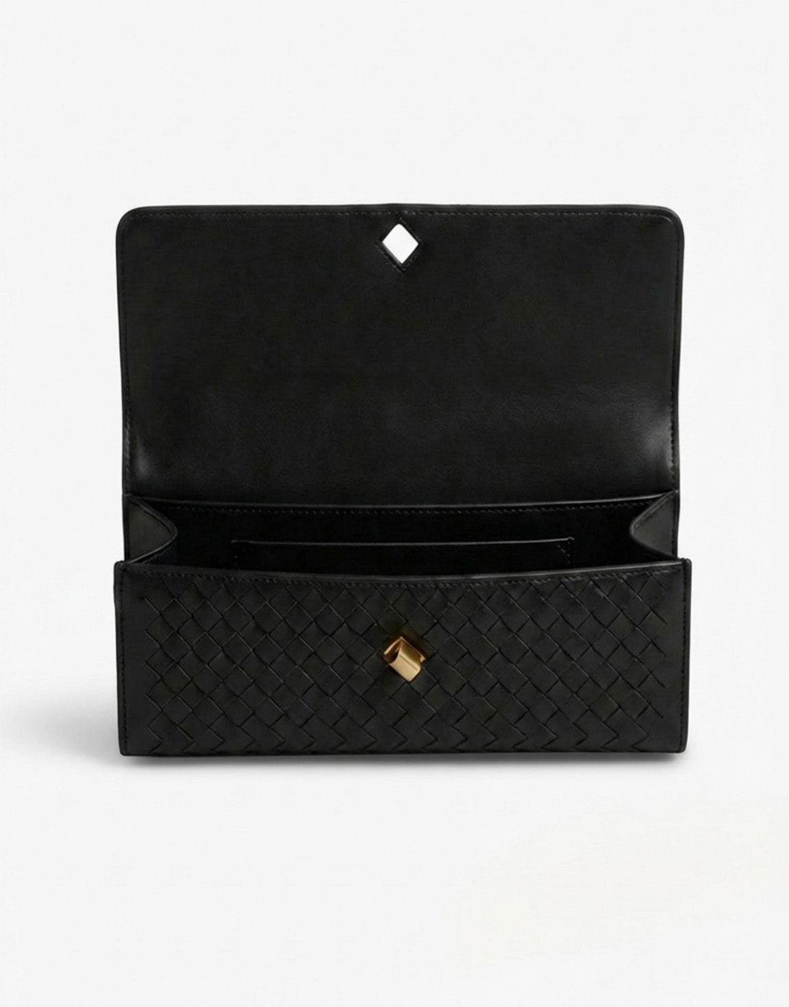 Black PU Gold Detail Clutch - Bag