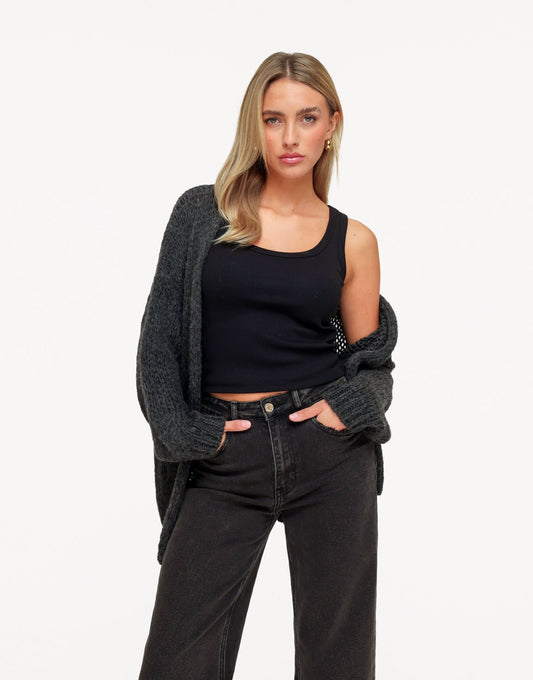 Antraciet Wollen - Vest - Olivia & Kate