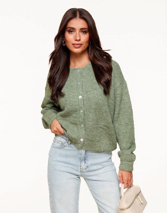 Army Green Basic Knitted - Cardigan - Olivia & Kate