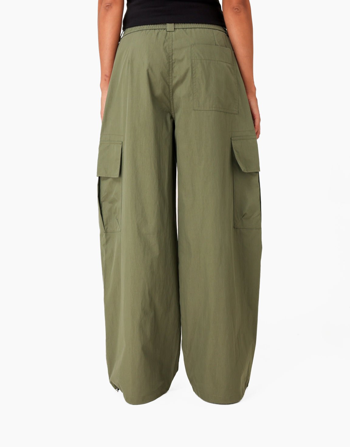 Army Groene Elastische Zak Detail Cargo - Broek - Olivia & Kate