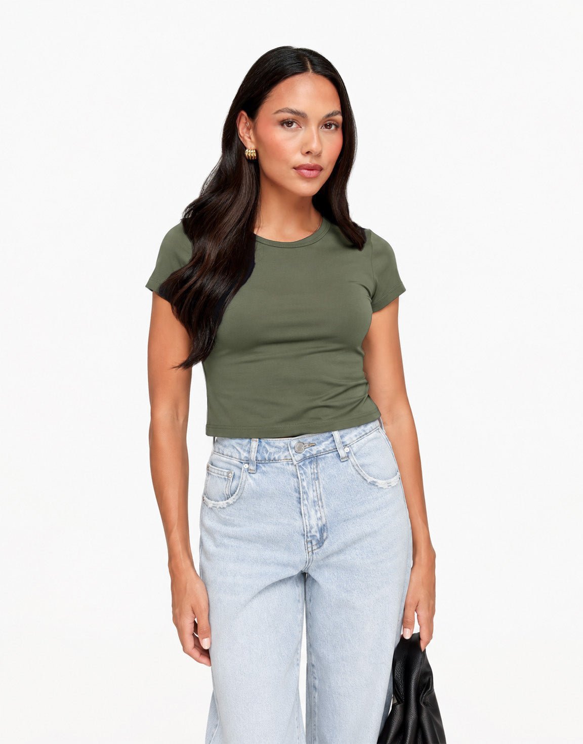 Army Groene O&K Basic Cropped SS - Top - Olivia & Kate