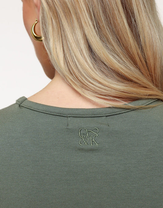 Army Green O&K Basic Cropped SS - Top - Olivia & Kate
