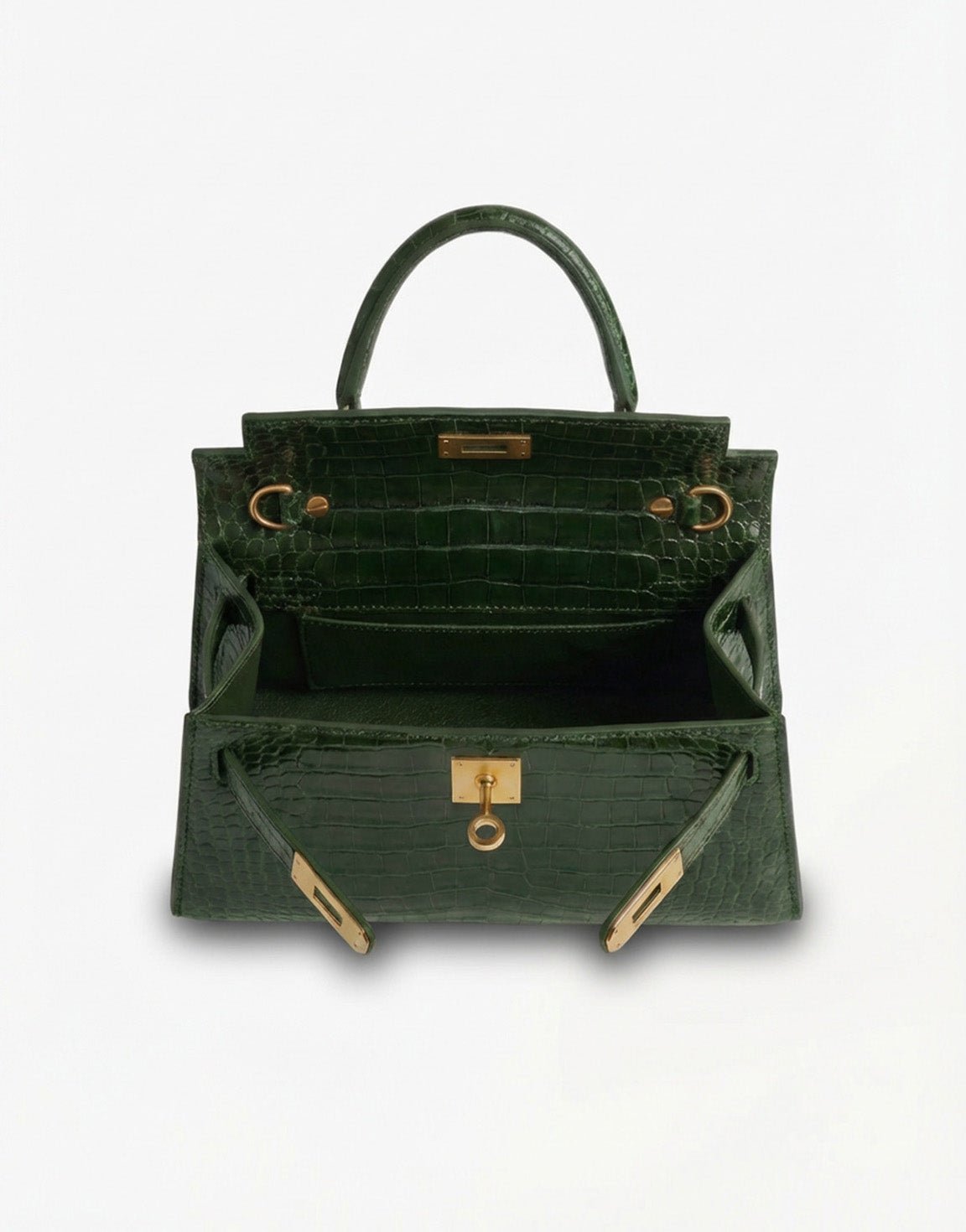 Army Groene Slangen Leren Gouden Detail - Tas - Olivia & Kate