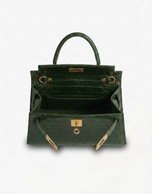 Army Groene Slangen Leren Gouden Detail - Tas - Olivia & Kate