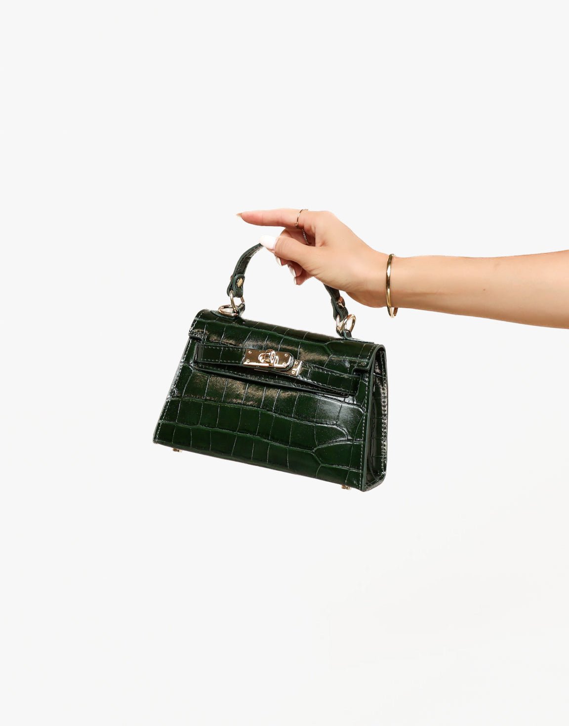 Army Groene Slangen Leren Gouden Detail - Tas - Olivia & Kate