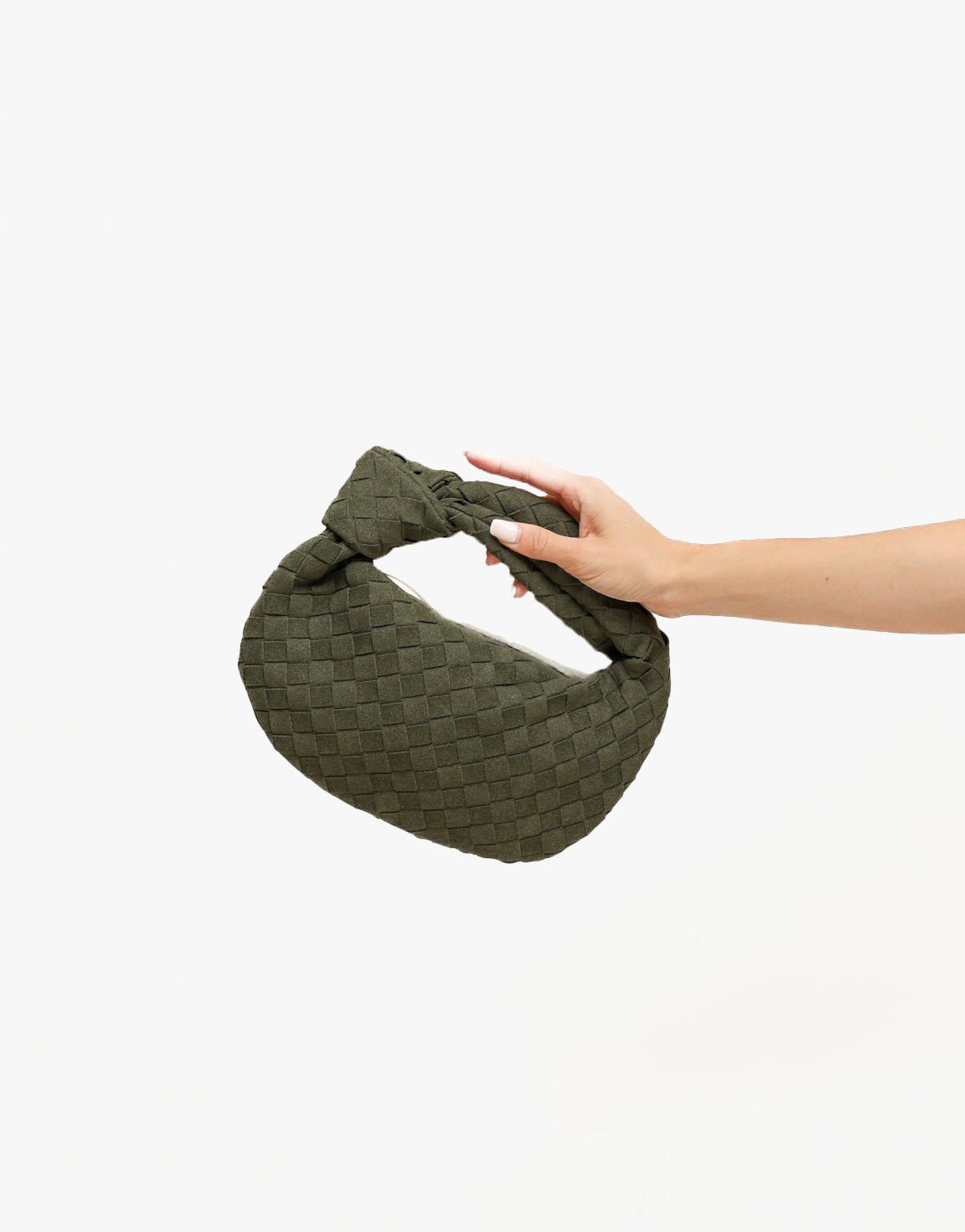 Army Green Suede Medium Braided - Bag - Olivia & Kate