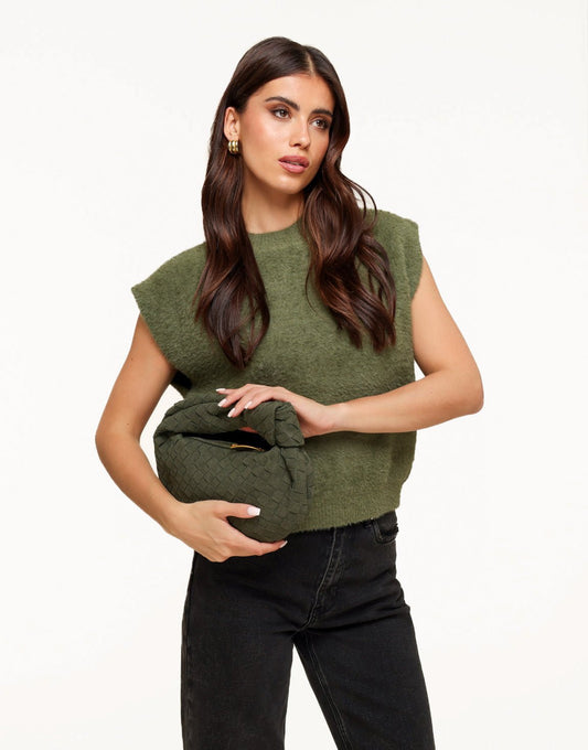 Army Groene Suede Middel Gevlochten - Tas - Olivia & Kate