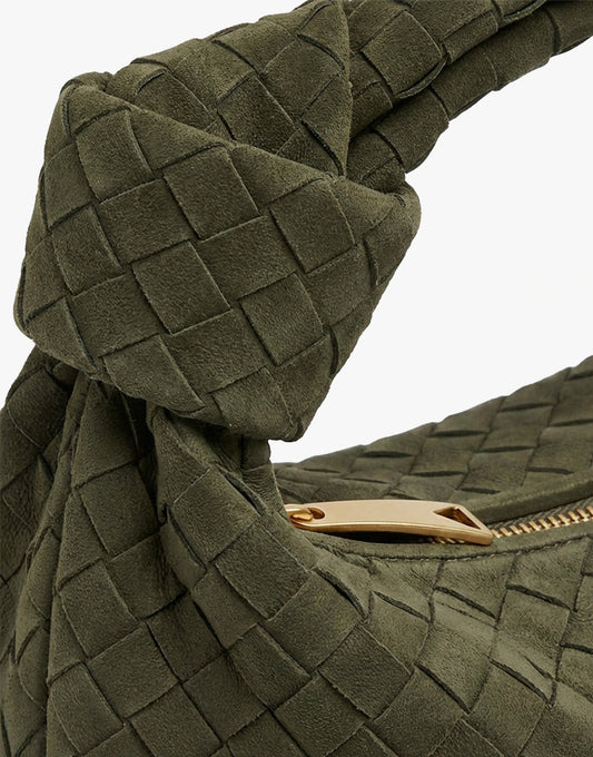 Army Groene Suede Middel Gevlochten - Tas - Olivia & Kate