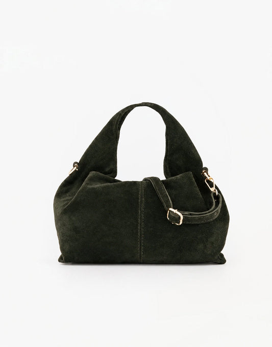 Army Groene Suede Ronde Schouder - Tas - Olivia & Kate