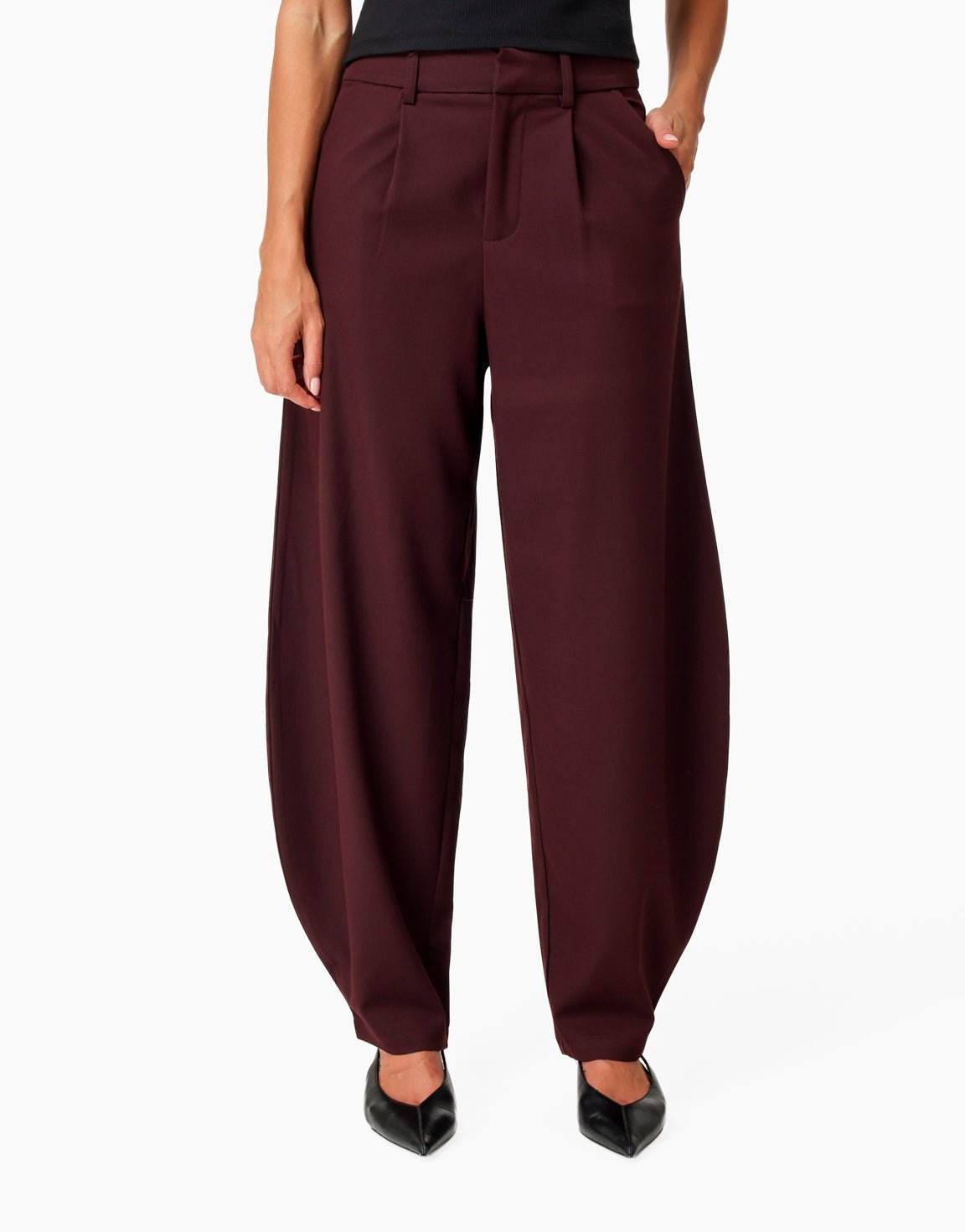 Aubergine Ballon Plooien Detail - Pantalon - Olivia & Kate
