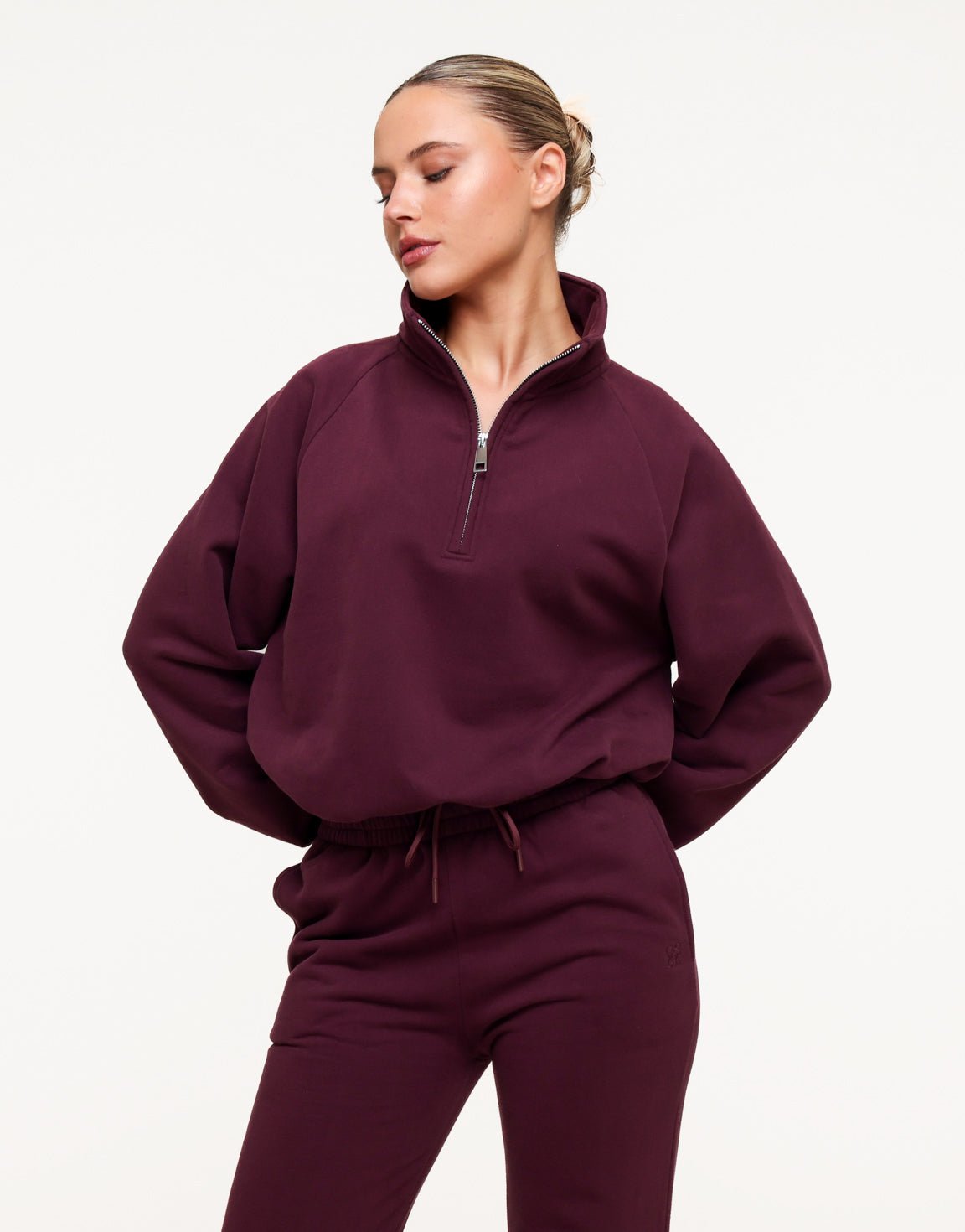 Aubergine Cropped Rits Jogging - Vest - Olivia & Kate