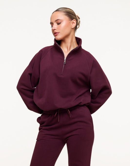 Aubergine Cropped Rits Jogging - Vest - Olivia & Kate
