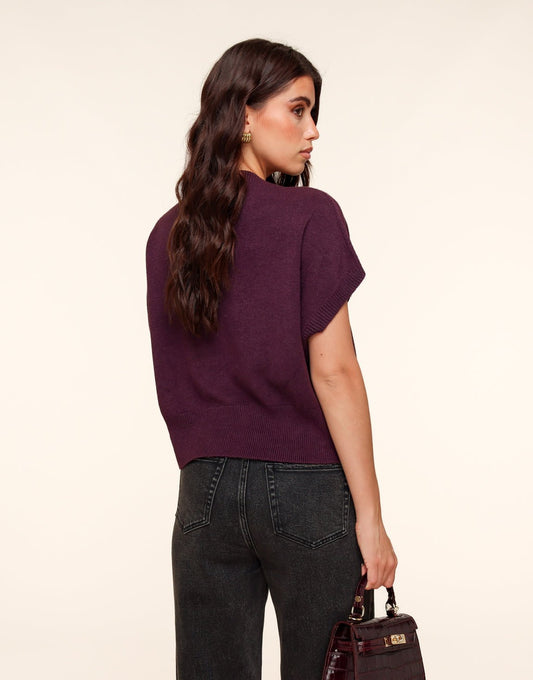 Aubergine Gebreide SS - Top - Olivia & Kate