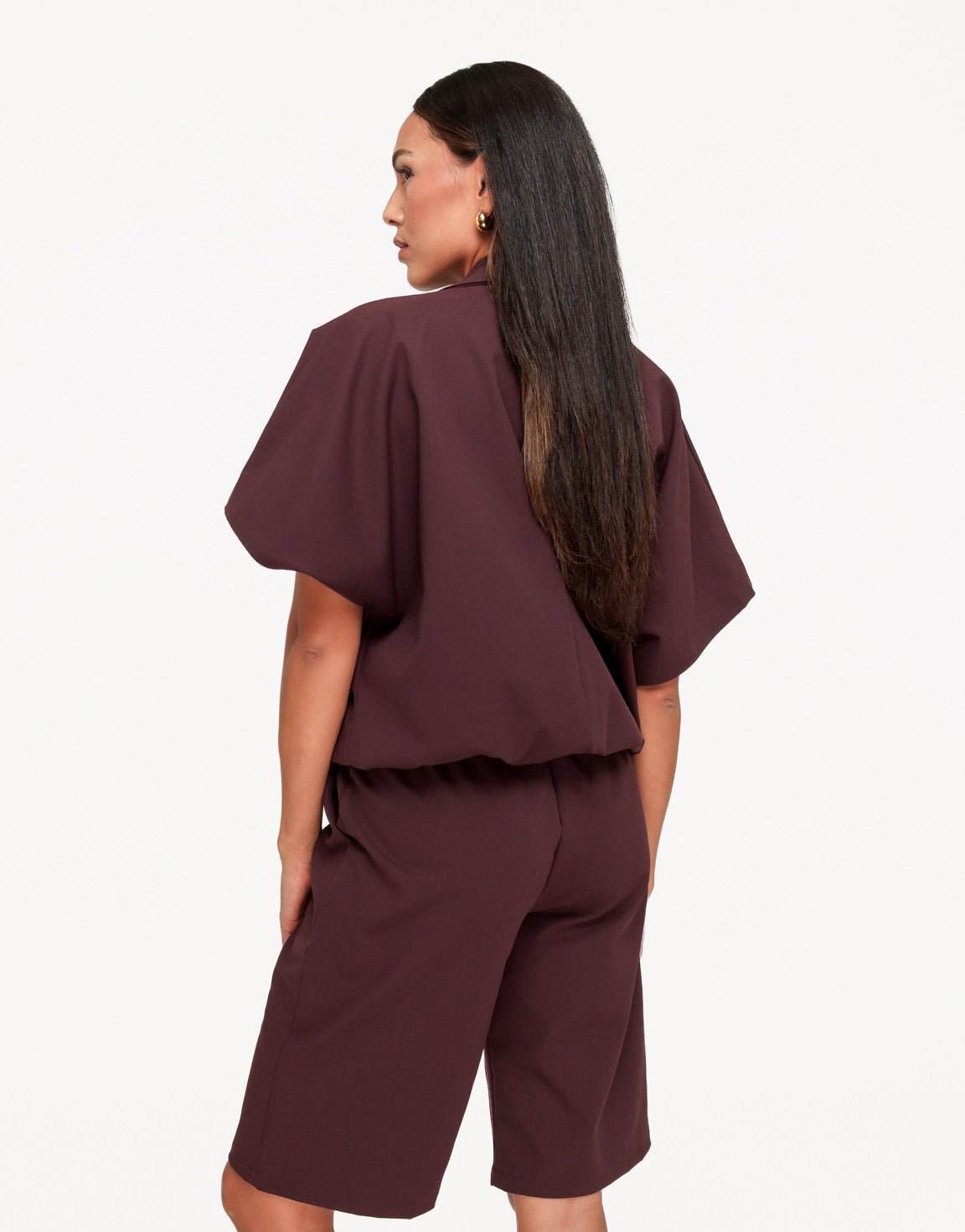 Aubergine Hoge Kraag Cropped SS - Set - Olivia & Kate