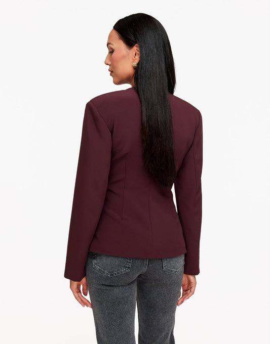 Aubergine Knoop Details V-Hals - Blazer - Olivia & Kate