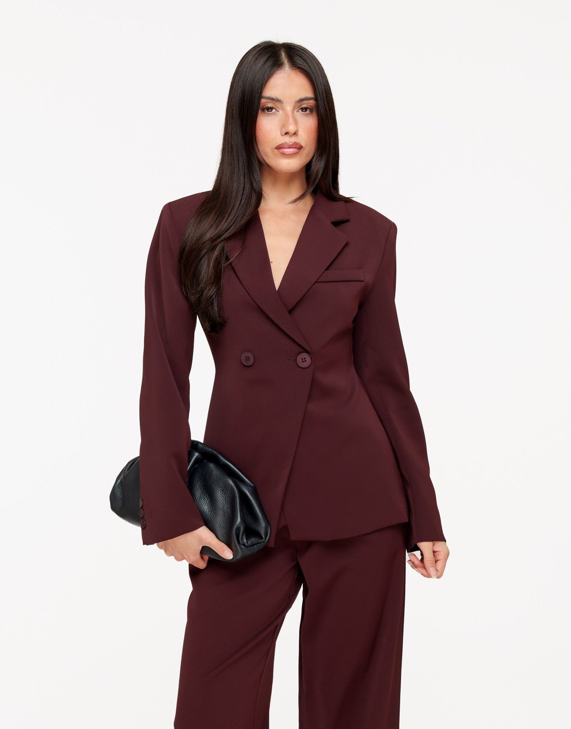 Aubergine Luxe Classic Getailleerde - Blazer - Olivia & Kate