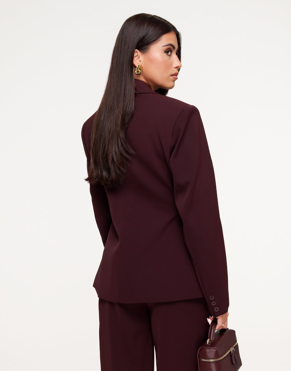 Aubergine Luxe Classic Getailleerde - Blazer - Olivia & Kate