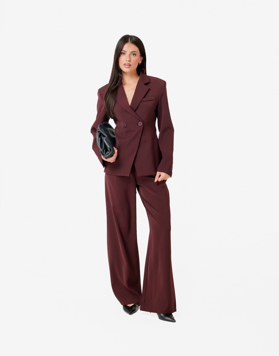 Aubergine Luxe Classic Getailleerde - Blazer - Olivia & Kate